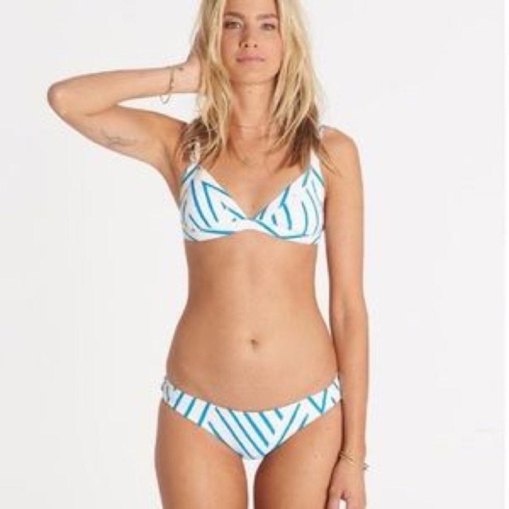 Billabong Blue and White Striped Bikini